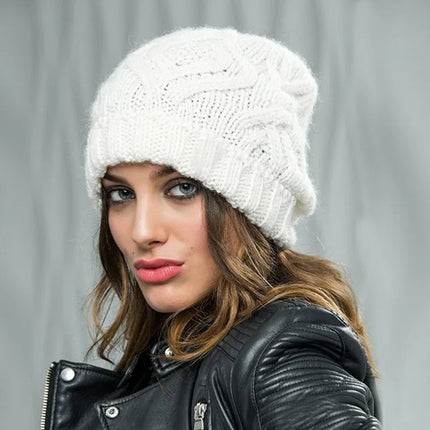 Bonnet femme laine hiver extérieur - Blanc - Ajustable (du 54 au 59) | La boutique du chapeau