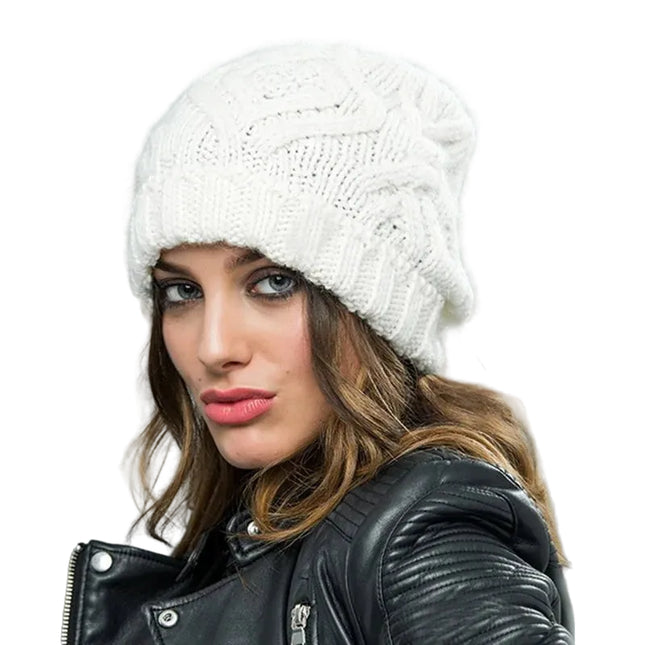 Bonnet femme laine hiver extérieur - Blanc - Ajustable (du 54 au 59) | La boutique du chapeau