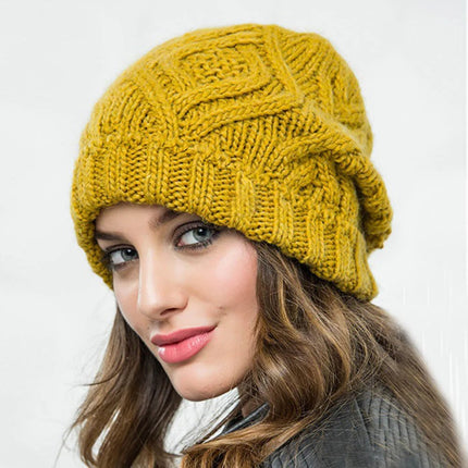 Bonnet femme laine hiver extérieur - Jaune - Ajustable (du 54 au 59) | La boutique du chapeau