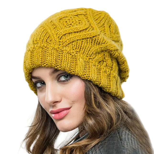 Bonnet femme laine hiver extérieur - Jaune - Ajustable (du 54 au 59) | La boutique du chapeau