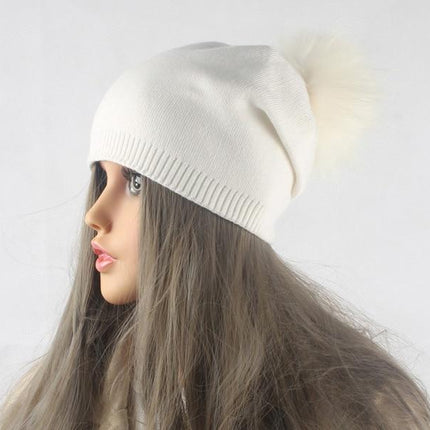 Bonnet Femme Tricoté en Laine - blanc 2 - Adulte | La boutique du chapeau