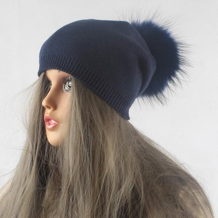 Bonnet Femme Tricoté en Laine - Bleu foncé 2 - Adulte | La boutique du chapeau