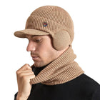 Bonnet homme cahe - oreilles et cache - cou - Kaki - Ajustable (du 54 au 59) | La boutique du chapeau