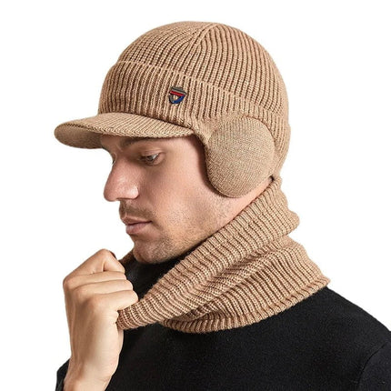 Bonnet homme cahe - oreilles et cache - cou - Kaki - Ajustable (du 54 au 59) | La boutique du chapeau