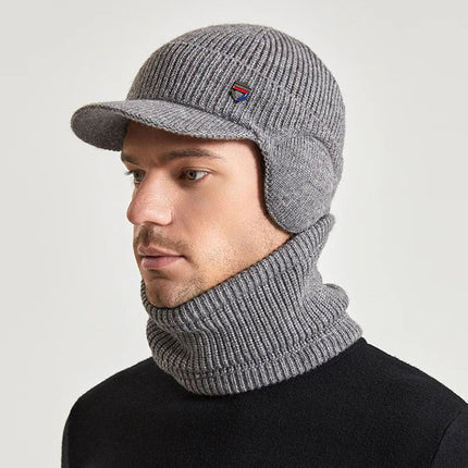 Bonnet homme cahe - oreilles et cache - cou - Gris clair - Ajustable (du 54 au 59) | La boutique du chapeau