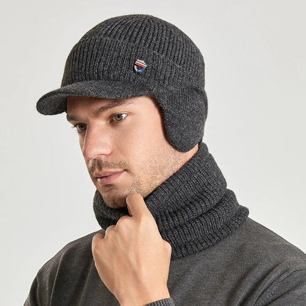 Bonnet homme cahe - oreilles et cache - cou - Gris - Ajustable (du 54 au 59) | La boutique du chapeau