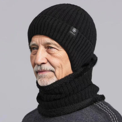 Ensemble bonnet cache-oreilles et cache-cou - Noir - Ajustable (du 54 au 59) | La boutique du chapeau