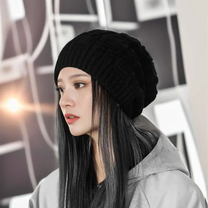 Bonnet pour femme grande taille - Noir - Ajustable (du 54 au 59) | La boutique du chapeau