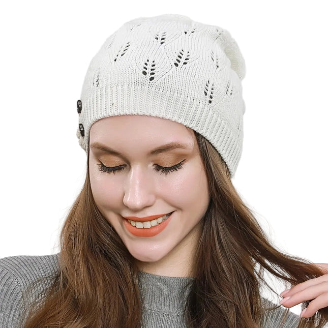 Bonnet pour femme - Blanc - Ajustable (du 54 au 59) | La boutique du chapeau
