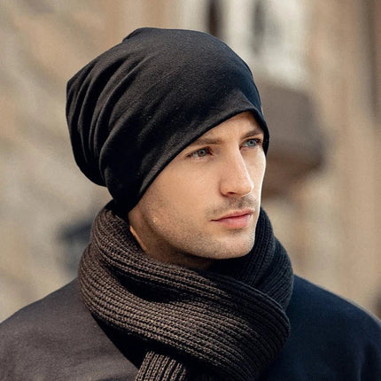Bonnet homme oversize slouchy, jersey léger - Noir - Ajustable (du 54 au 59) | La boutique du chapeau