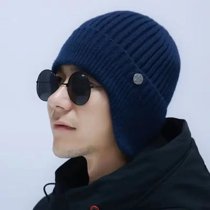 Bonnet tricoté chaud en laine - Bleu - Ajustable (du 54 au 59) | La boutique du chapeau