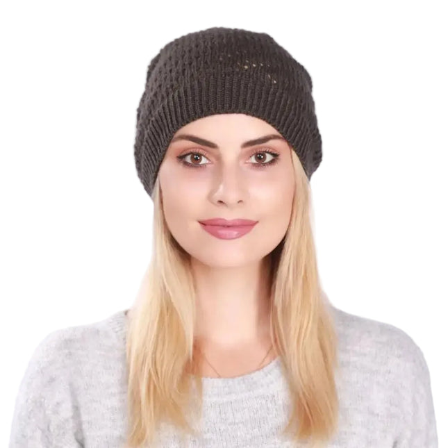 Bonnet tricoté pour femme - Gris foncé - Ajustable (du 54 au 59) | La boutique du chapeau