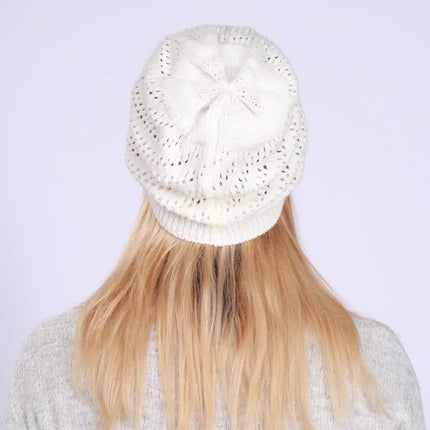 Bonnet tricoté pour femme - Blanc - Ajustable (du 54 au 59) | La boutique du chapeau