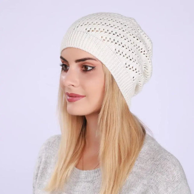 Bonnet tricoté pour femme - Blanc - Ajustable (du 54 au 59) | La boutique du chapeau