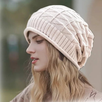 Bonnet tricoté en acrylique pour femme - Beige - Ajustable (du 54 au 59) | La boutique du chapeau