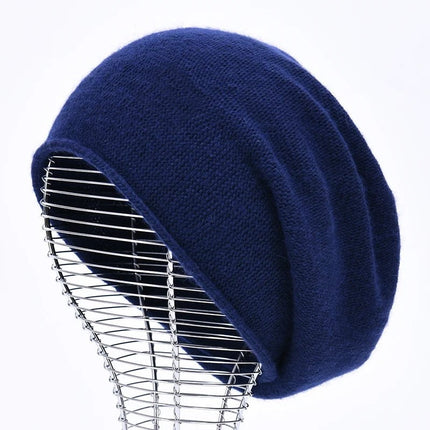 Bonnet femme cachemire - Bleu marine - Ajustable (du 54 au 59) | La boutique du chapeau
