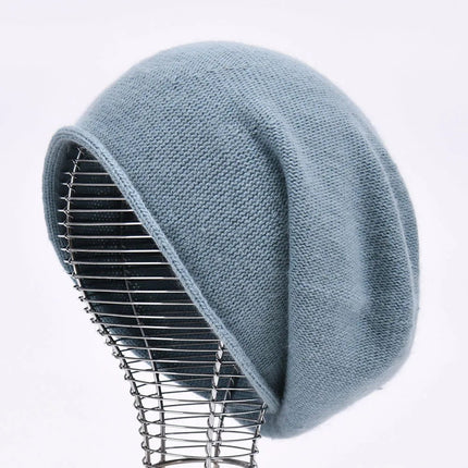 Bonnet femme cachemire - Bleu - Ajustable (du 54 au 59) | La boutique du chapeau