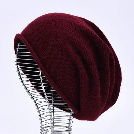 Bonnet tricoté en laine - Bordeaux - Ajustable (du 54 au 59) | La boutique du chapeau