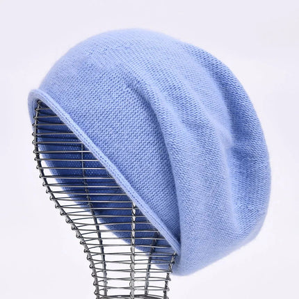 Bonnet femme cachemire - Bleu ciel - Ajustable (du 54 au 59) | La boutique du chapeau