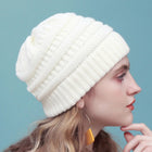 Bonnet tricoté extensible - Blanc - Ajustable (du 54 au 59) | La boutique du chapeau