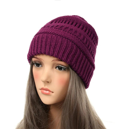 Bonnet tricoté extensible - Violet/rouge - Ajustable (du 54 au 59) | La boutique du chapeau