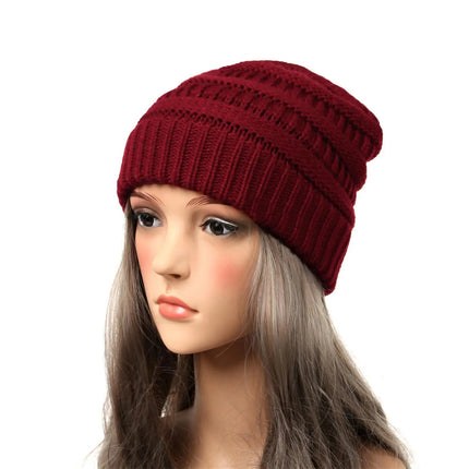 Bonnet tricoté extensible - Bordeaux - Ajustable (du 54 au 59) | La boutique du chapeau