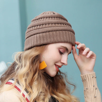 Bonnet tricoté extensible - Marron - Ajustable (du 54 au 59) | La boutique du chapeau