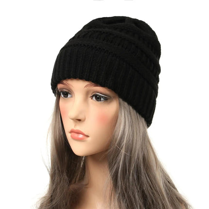 Bonnet tricoté extensible - Noir - Ajustable (du 54 au 59) | La boutique du chapeau