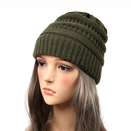 Bonnet tricoté extensible - Vert militaire - Ajustable (du 54 au 59) | La boutique du chapeau