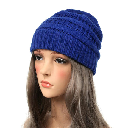 Bonnet tricoté extensible - Bleu - Ajustable (du 54 au 59) | La boutique du chapeau