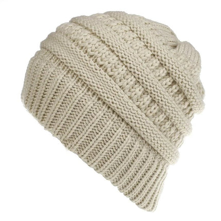 Bonnet tricoté pour queue de cheval - Gris - Ajustable (du 54 au 59) | La boutique du chapeau