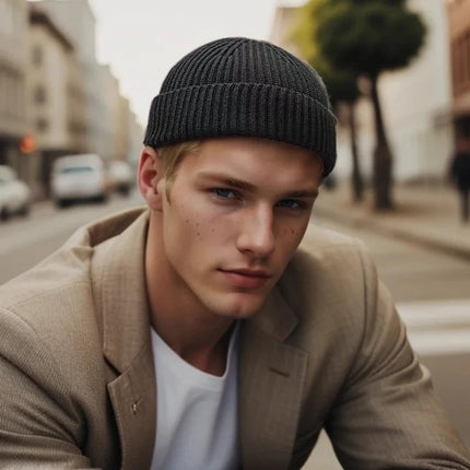 Bonnet tricoté simple pour homme - Noir - Ajustable (du 54 au 59) | La boutique du chapeau