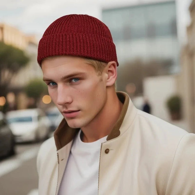 Bonnet tricoté simple pour homme - Bordeaux - Ajustable (du 54 au 59) | La boutique du chapeau
