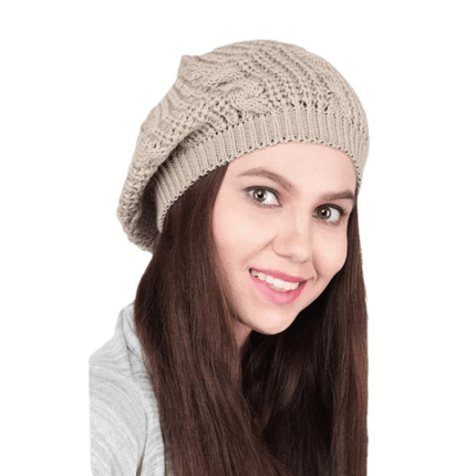 Bonnet tricoté torsadé - Beige - Ajustable (du 54 au 59) | La boutique du chapeau