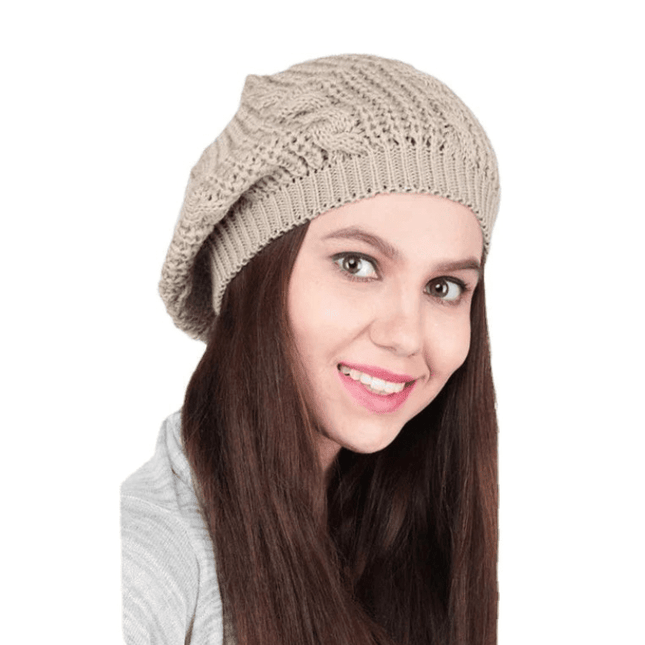 Bonnet tricoté torsadé - Beige - Ajustable (du 54 au 59) | La boutique du chapeau