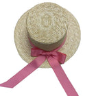 Canotier avec ruban et nœud - Rose - M (56 - 58cm) | La boutique du chapeau