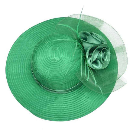 Capeline floral a grand bord en satin et crin - Orange - M (56 - 58cm) | La boutique du chapeau
