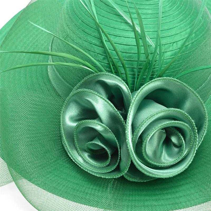 Capeline floral a grand bord en satin et crin - Noir - M (56 - 58cm) | La boutique du chapeau