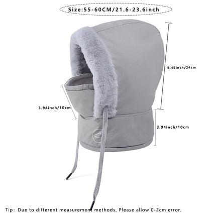 Capuche hiver avec masque - Gris - Ajustable (du 54 au 59) | La boutique du chapeau