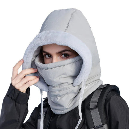 Capuche hiver avec masque - Gris - Ajustable (du 54 au 59) | La boutique du chapeau