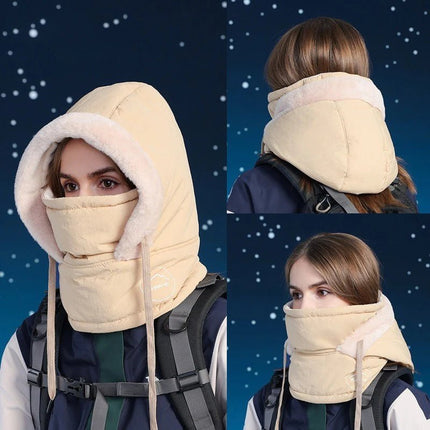 Capuche hiver avec masque - Kaki - Ajustable (du 54 au 59) | La boutique du chapeau