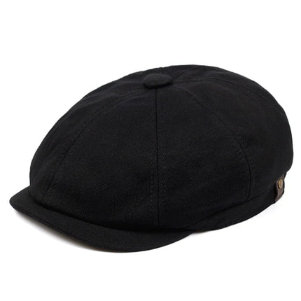 Casquette gavroche rétro - Noir profond - Ajustable (du 54 au 59) | La boutique du chapeau