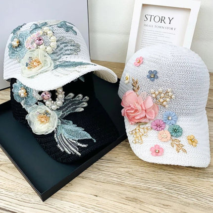 Casquette respirante en strass - Rose 1 - Ajustable (du 54 au 59) | La boutique du chapeau