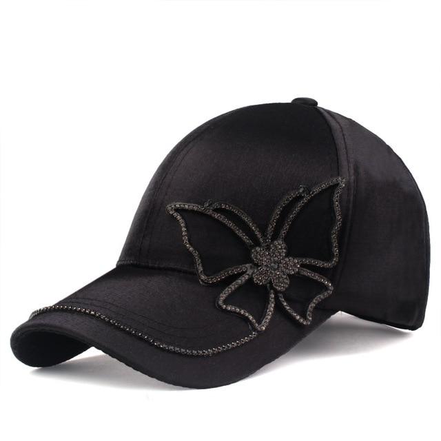 Casquette strass papillon - Noir - Ajustable (du 54 au 59) | La boutique du chapeau