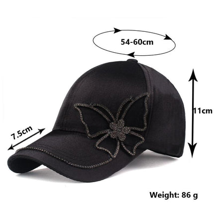 Casquette strass papillon - Blanc - Ajustable (du 54 au 59) | La boutique du chapeau