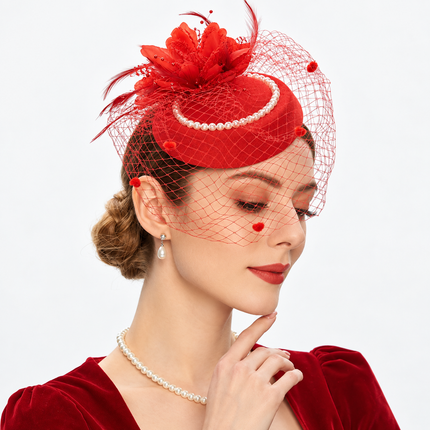 Chapeau Bibi Dentelle - Rouge - | La boutique du chapeau
