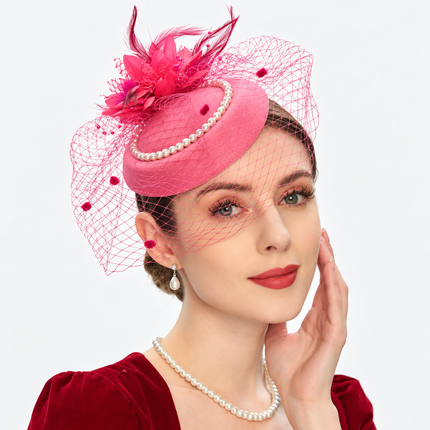Chapeau Bibi Dentelle - Rose/rouge - | La boutique du chapeau