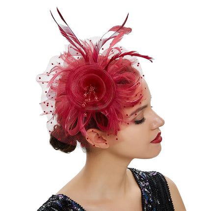 Chapeau Bibi dentelle et fleurs - Bordeaux - | La boutique du chapeau