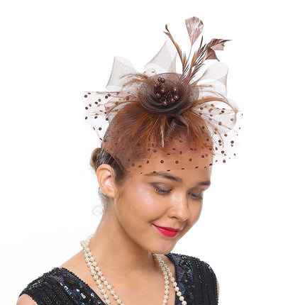 Chapeau Bibi dentelle et fleurs - Chocolat - | La boutique du chapeau