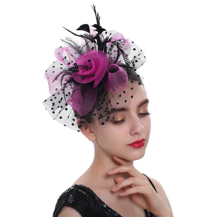 Chapeau Bibi dentelle et fleurs - Noir/rose/rouge - | La boutique du chapeau